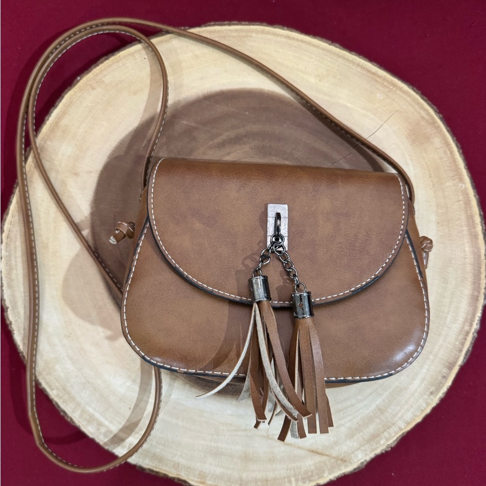 SHEIN Cute Brown Tassel Crossbody Shoulder Bag